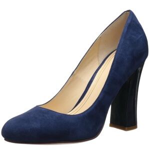 Cole Haan Blue Suede Chelsea Hi Flared Pump Heels